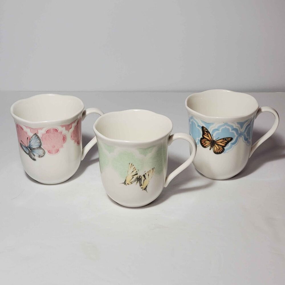 3 Lenox Butterfly Meadow Mugs